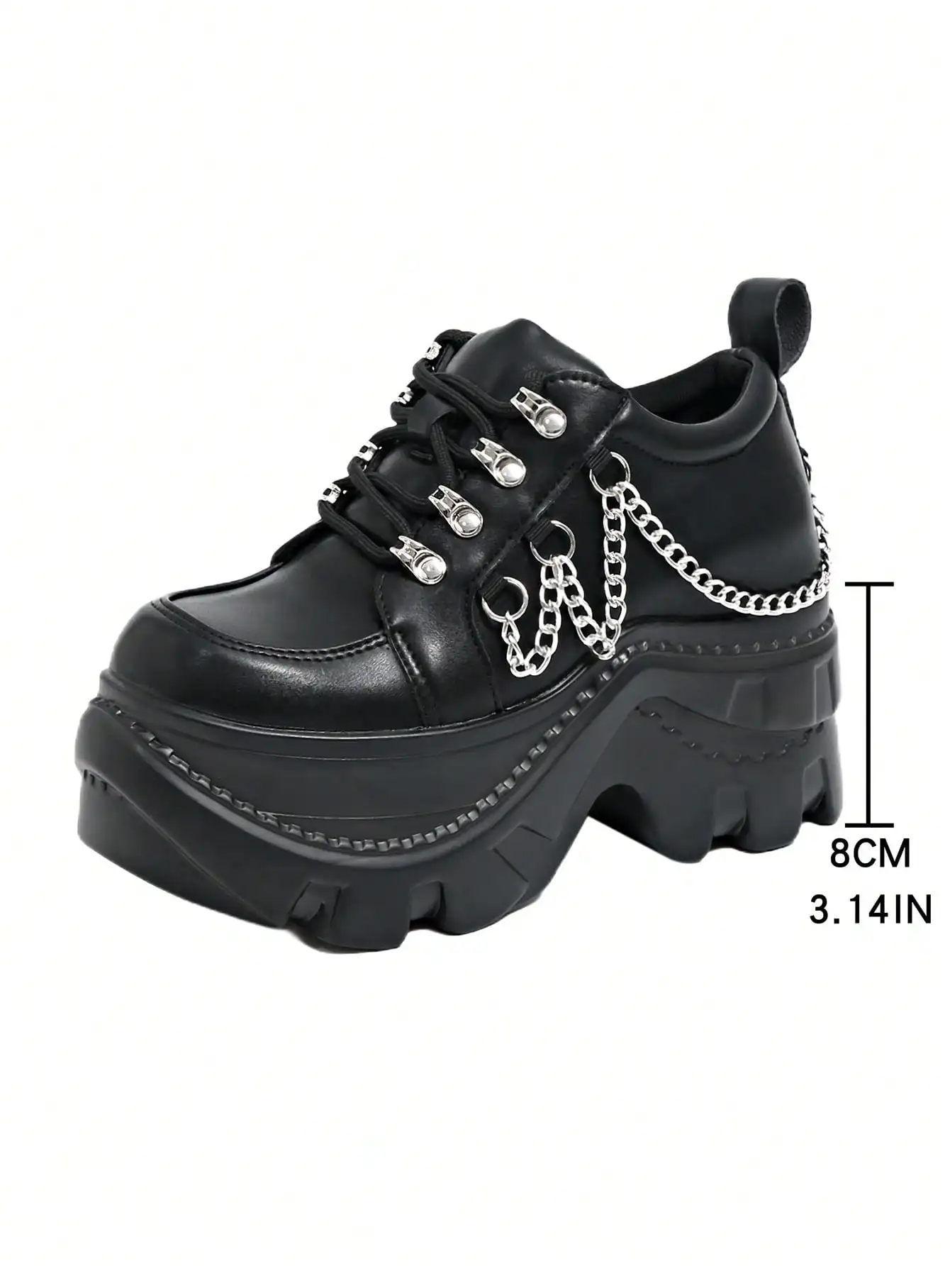 FRIFUL Women's Punk Style Lace-Up Metal Eyelet Platform Casual Sneakers, Versatile Business Shoes，sx260113164814419775587