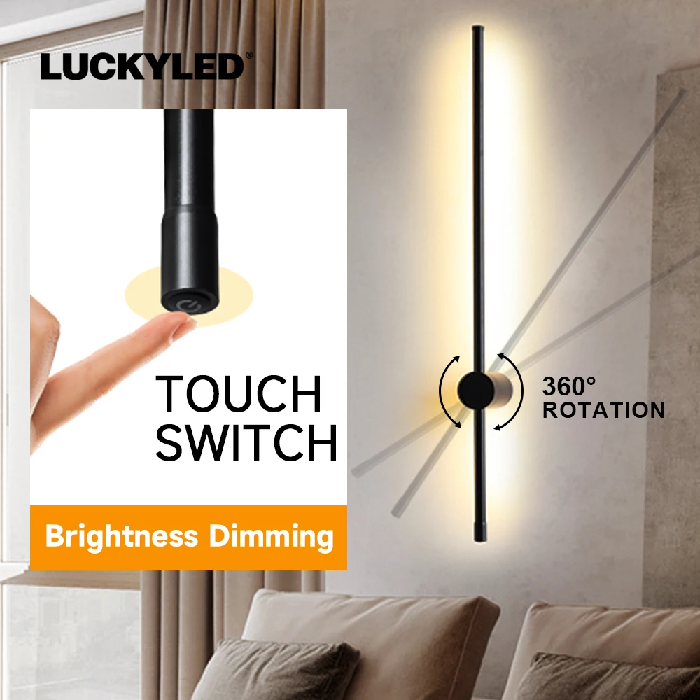 LUCKYLED Hiện Đại Đèn Led Dán Tường AC85-290V Dài Đèn Tường Sconce 100Cm 120Cm Nội Thất Đèn Đầu Giường Phòng Ngủ Ánh Sáng đen Trắng