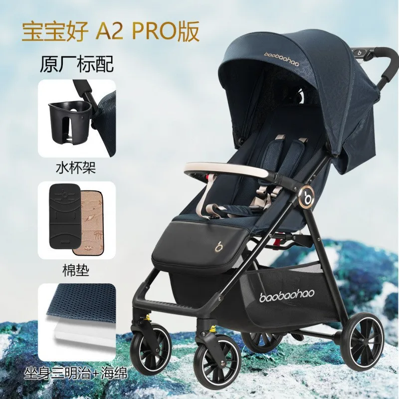 

Легкая детская тележка с хорошим карманом, можно сидеть или лежать, складная прогулочная детская коляска в один клик