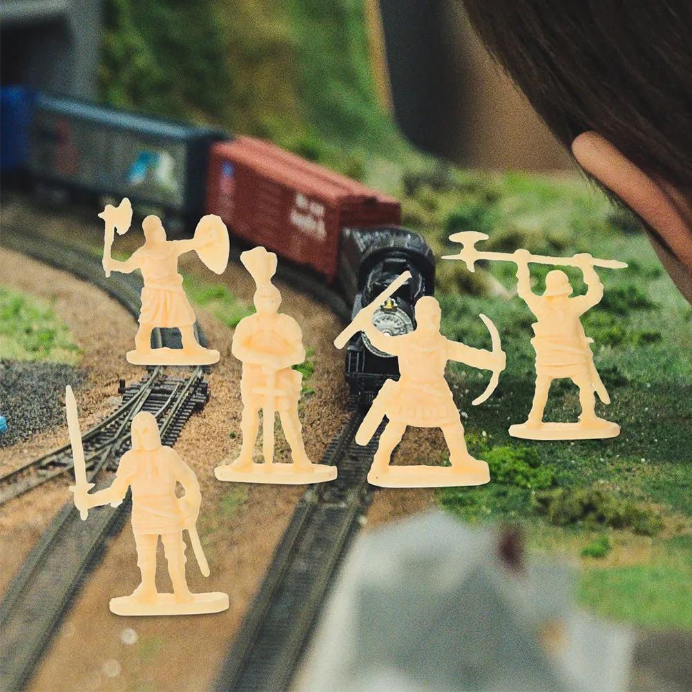 

200Pcs Plastic Medieval Soldier Figures Miniature Warriors for Sand Table Layout Desktop Decor Micro Landscaping Decors Tiny