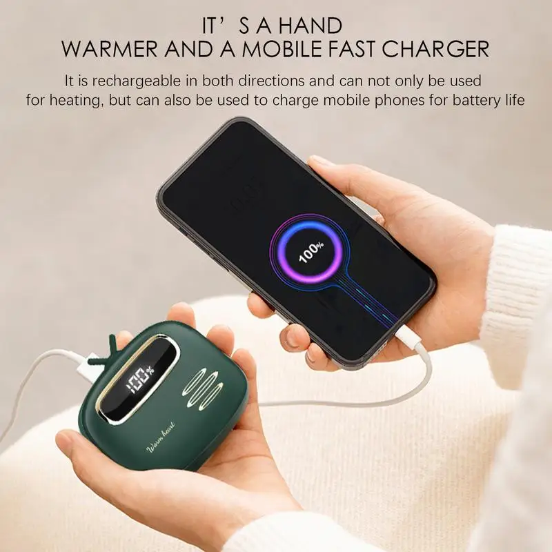 Pocket Handwarmer Cartoon TV Heater Handwarmers 3 Levels Heating With 3000mAh Temperature Display Reusable Portable Power Bank