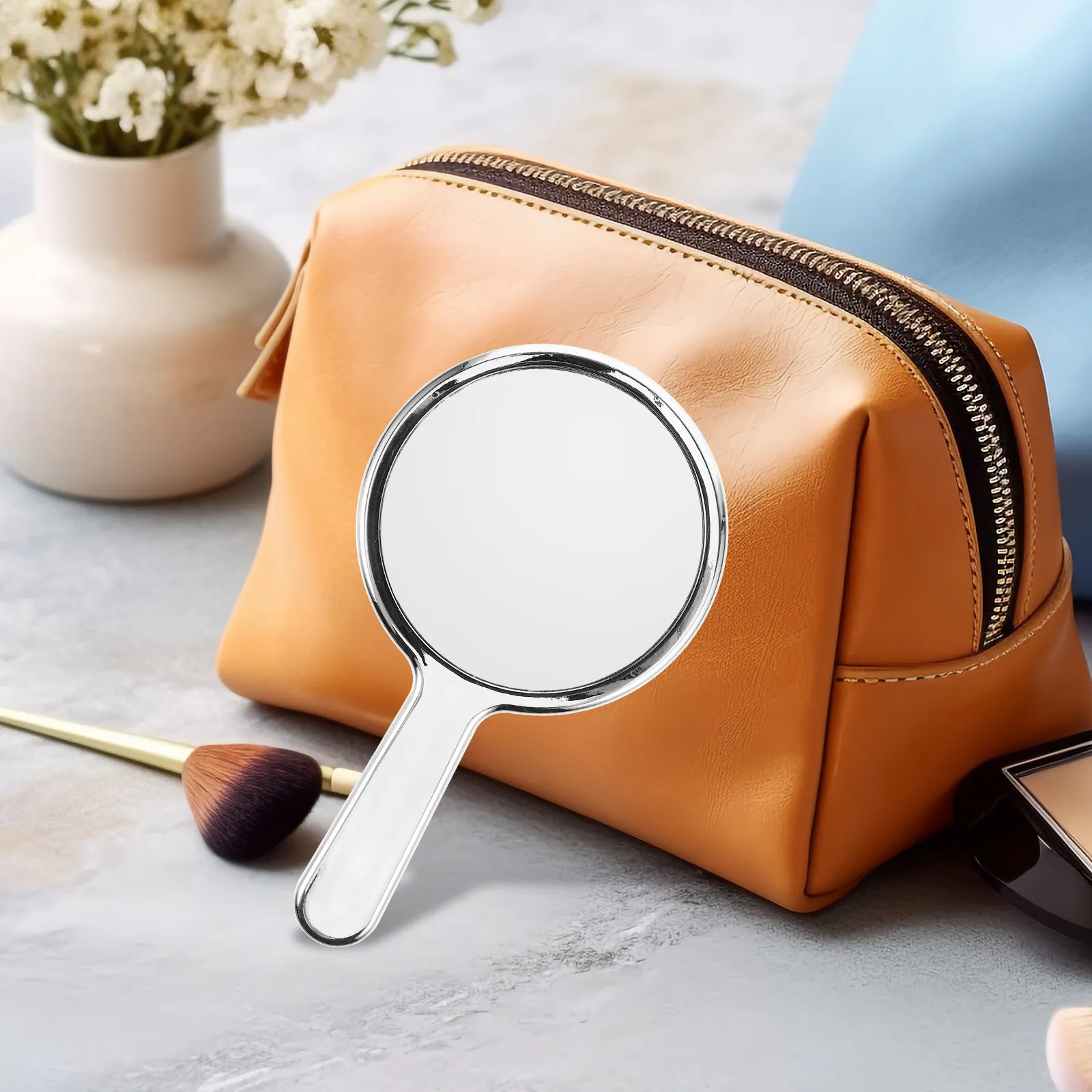 Electroplated Makeup Mirror Compact Lightweight Handheld Mirror Easy to Carry for Travel School Outdoor Makeup Checking Tool