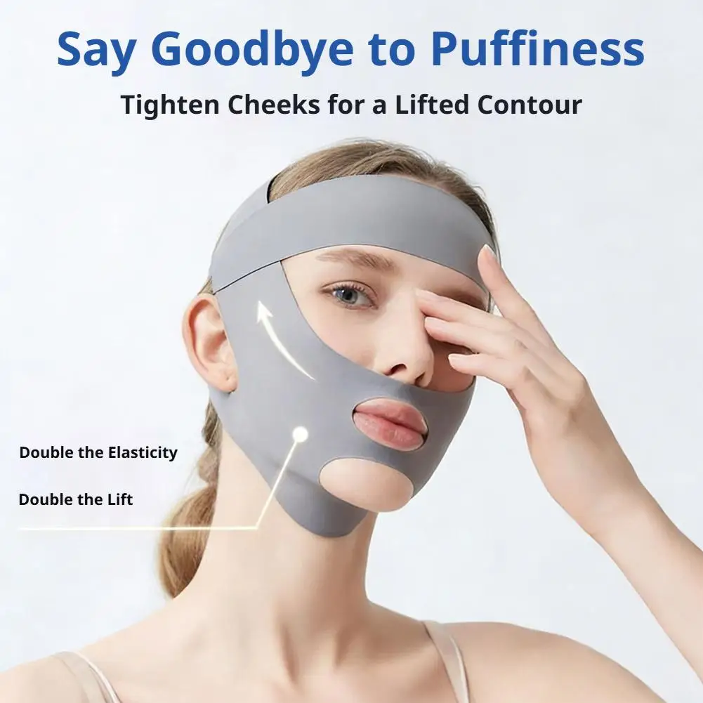 Breathable V-Shape Face Lifting Bandage Tighten & Firm Chin, Reduce Double Chin Anti-Sagging Slimming Strap for Daily Use - view 2