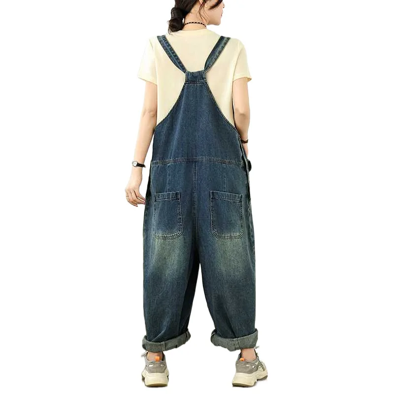 ربيع الخريف تصميم تحسس الشارع تنوعا وزرة الدنيم غير رسمية 2025 الكورية نمط فضفاض عصري صغيرتي واسعة الساق بذلة #5