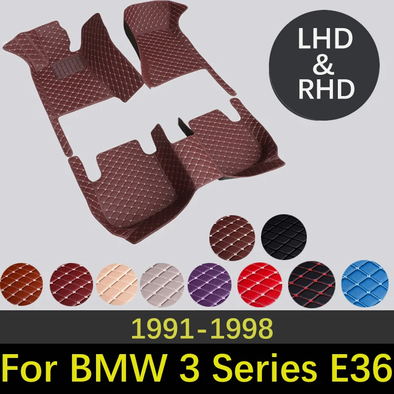 

Fashion Leather Car Floor Mats For BMW 3 Series E36 1991~1998 Interiors Accessories Custom Carpets Car Styling Rug