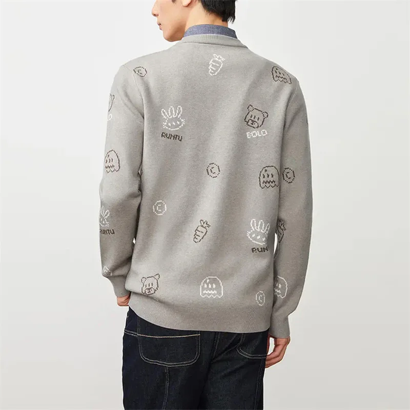 

Мужской зимний теплый вязаный воротник с длинным светом, простой повседневный свитер с длинным светом, удобная смесь полиэстера