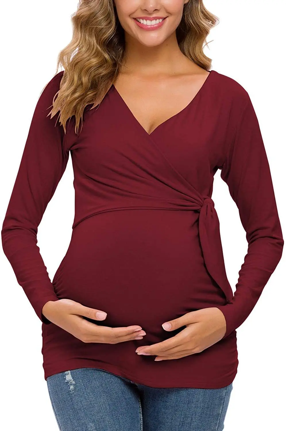 Pregnant Women Maternity Tops Breastfeeding Solid Color Long Sleeve Nursing T-shirt