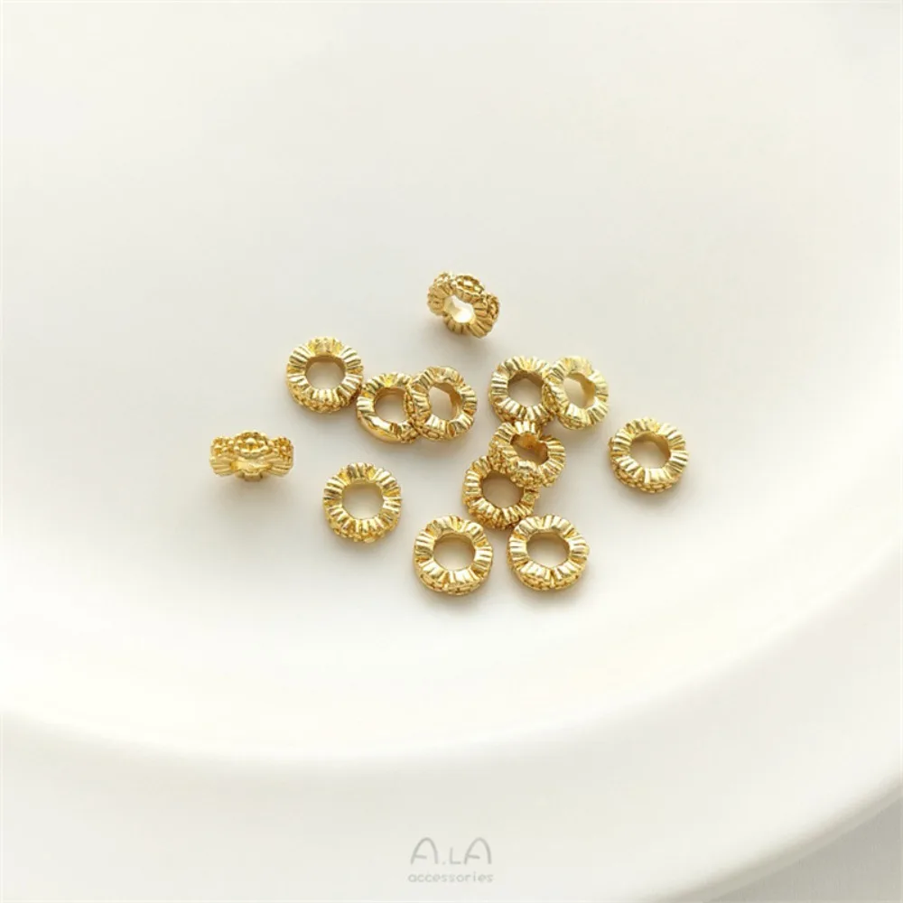 14K Light Gold 18K Gold White Gold Lace Edge Wreath Spacer Handmade Bead Ring String Bracelet Necklace Accessories