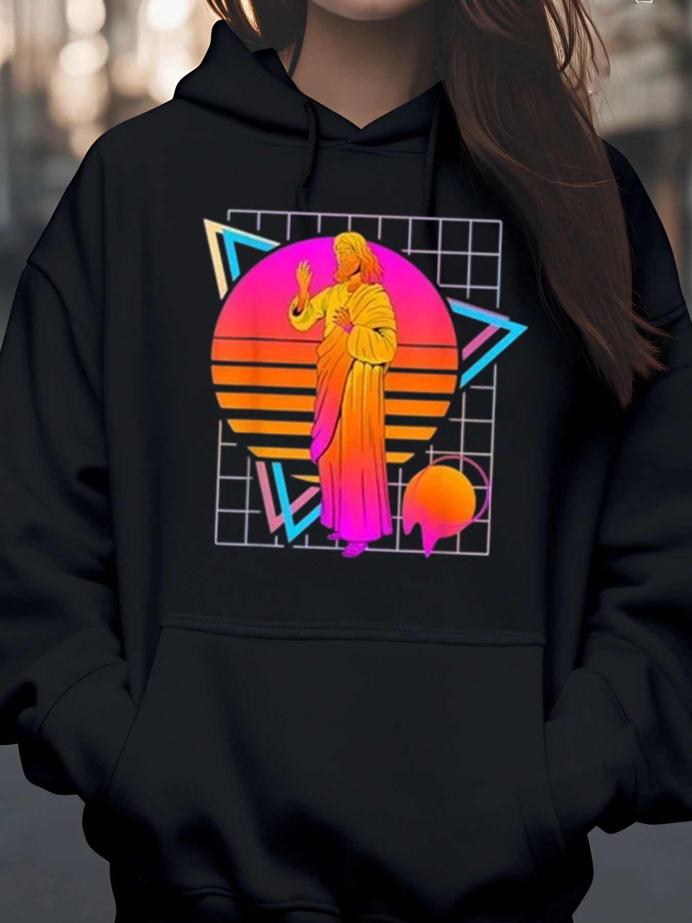 

Толстовка с капюшоном в стиле ретро «Иисус Христос» с принтом солнечных лучей, пасхальная повседневная одежда для женщин