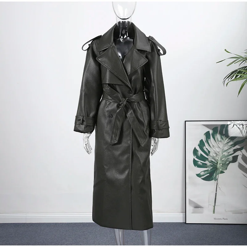Mode Dames Overjas Turn-Down Kraag Volledige Mouw Riem Lace Up Vrouwelijke Lange Overjas 2026 Herfst Chic Elegante Dame outwears