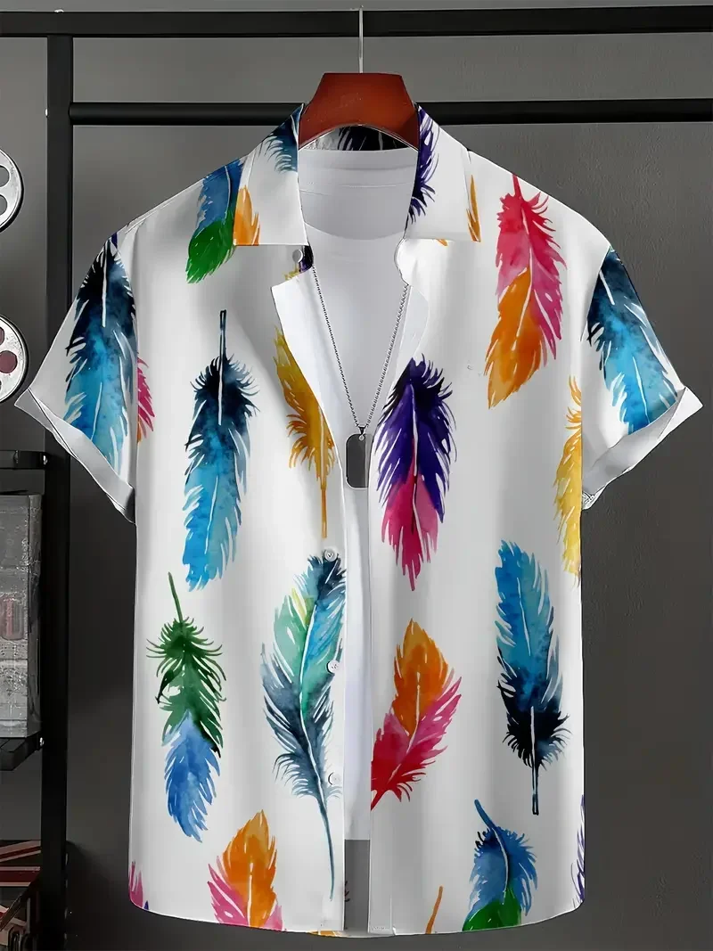 Hawaiian Shirt Summer Crisp Simple Everyday Men's And Women's Lapel Button-down Top Oversized Cool Casual Cloting