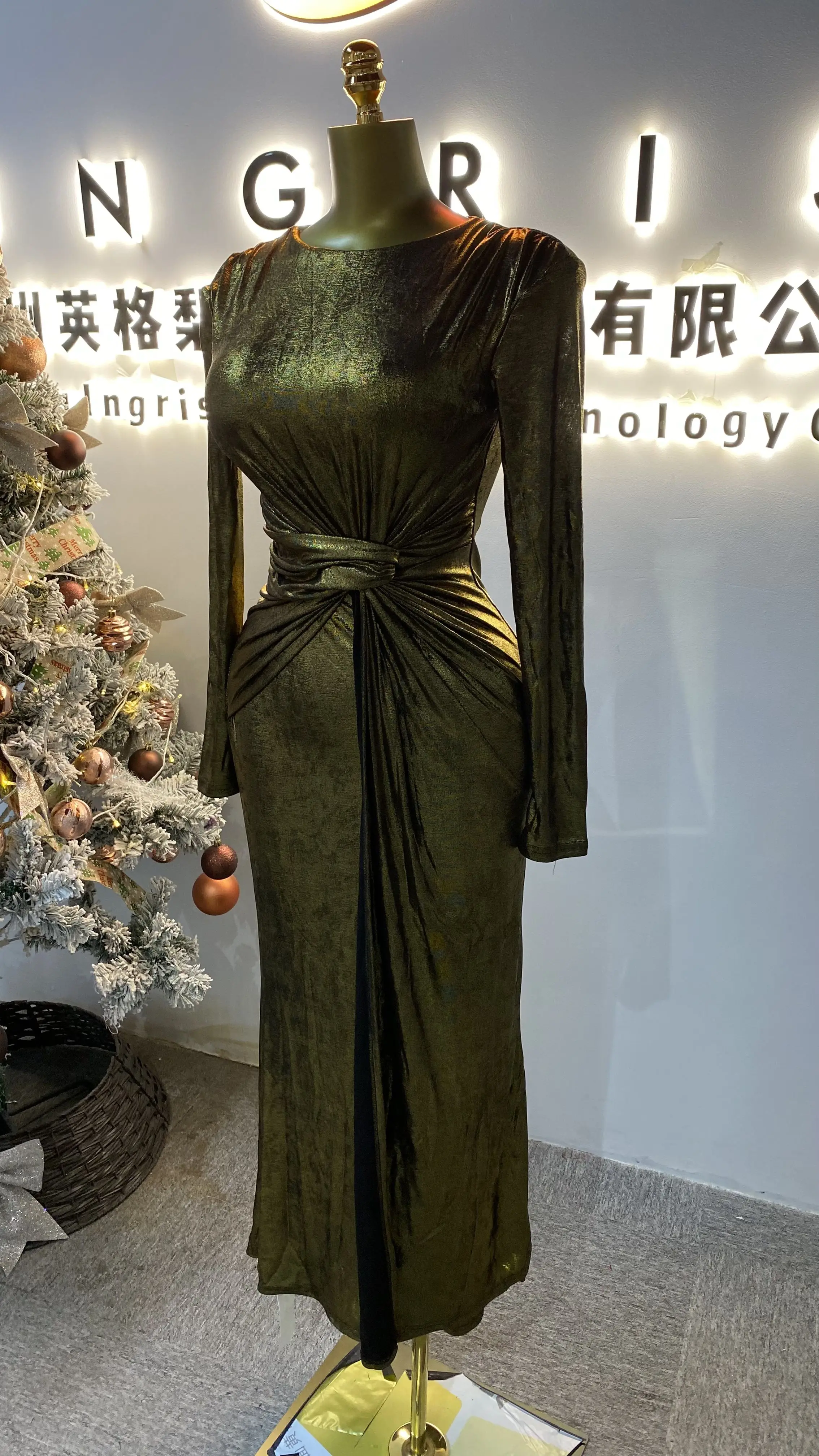 وصول جديد: فستان سهرة أنيق بكشكشة مطرزة وأكمام منتفخة وقماش شاش - فستان حفلات نسائي إسلامي-GZXX093 #4