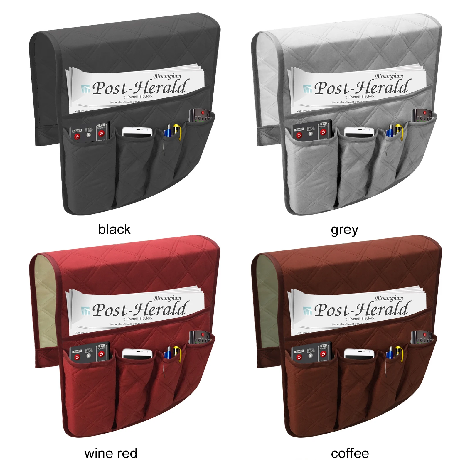 

1 Set Large Capacity Sofa Armrest Organizer Space Saving with 5 Pockets Couch Armchair Hanging Storage Bag Non-Slip