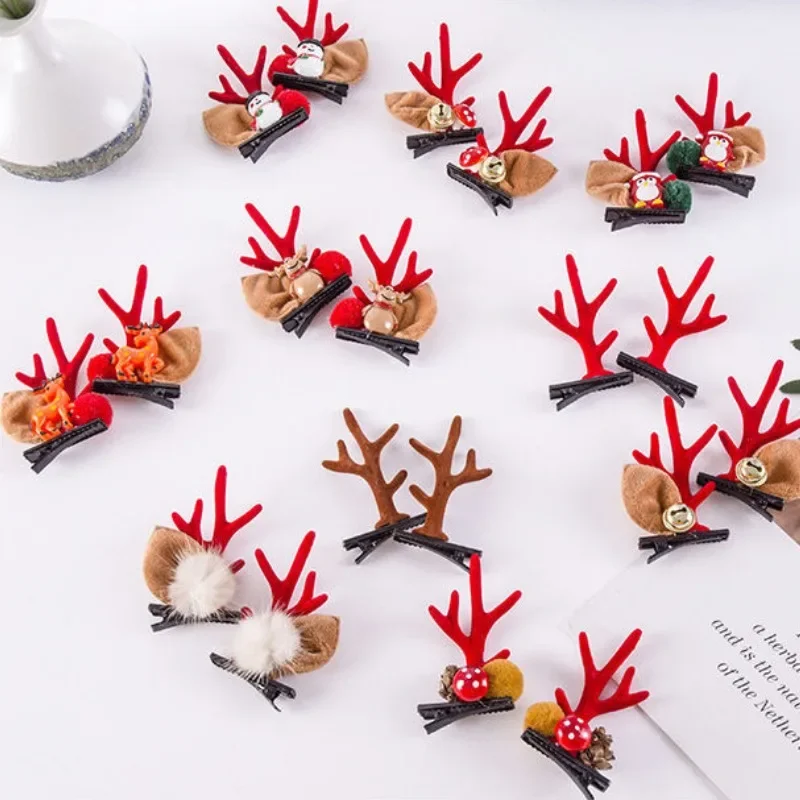 2Pcs/set Cute Christmas Antlers Baby Hairpins Kids Girls Hair Clips Hair Accessories Child Girl Toddler Hairpin Infant Headband