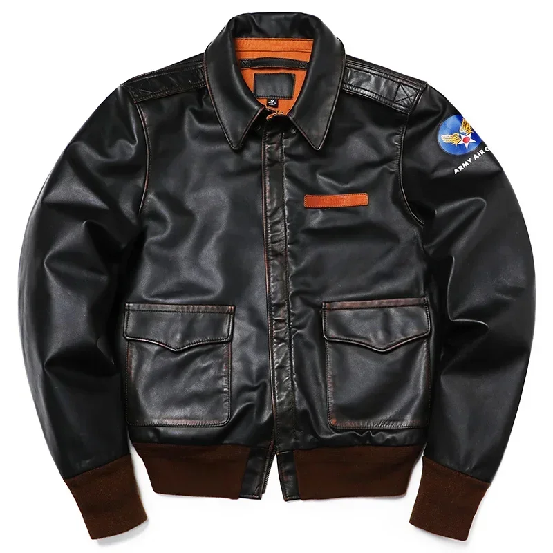 Klasyczna kurtka Air Force Genuine Horsehide Leather Jacket Men Vintage Flight Jackets Motorcycle Coat Piel de caballo Конская шкура