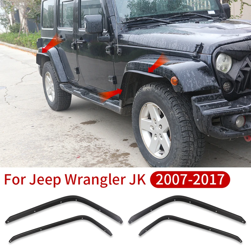 Car Front & Rear Fender Flares Extensions Kit For Jeep Wrangler JK 2007 2008 2009 2010 2011 2012 2013 2014 2015 2016 2017 J401