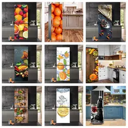 Fruit Seasoning Pattern Sticker for Refrigerator Self Adhesive Vinyl Removable Wallpaper Custom Mural Kitchen Fridge Door Decor