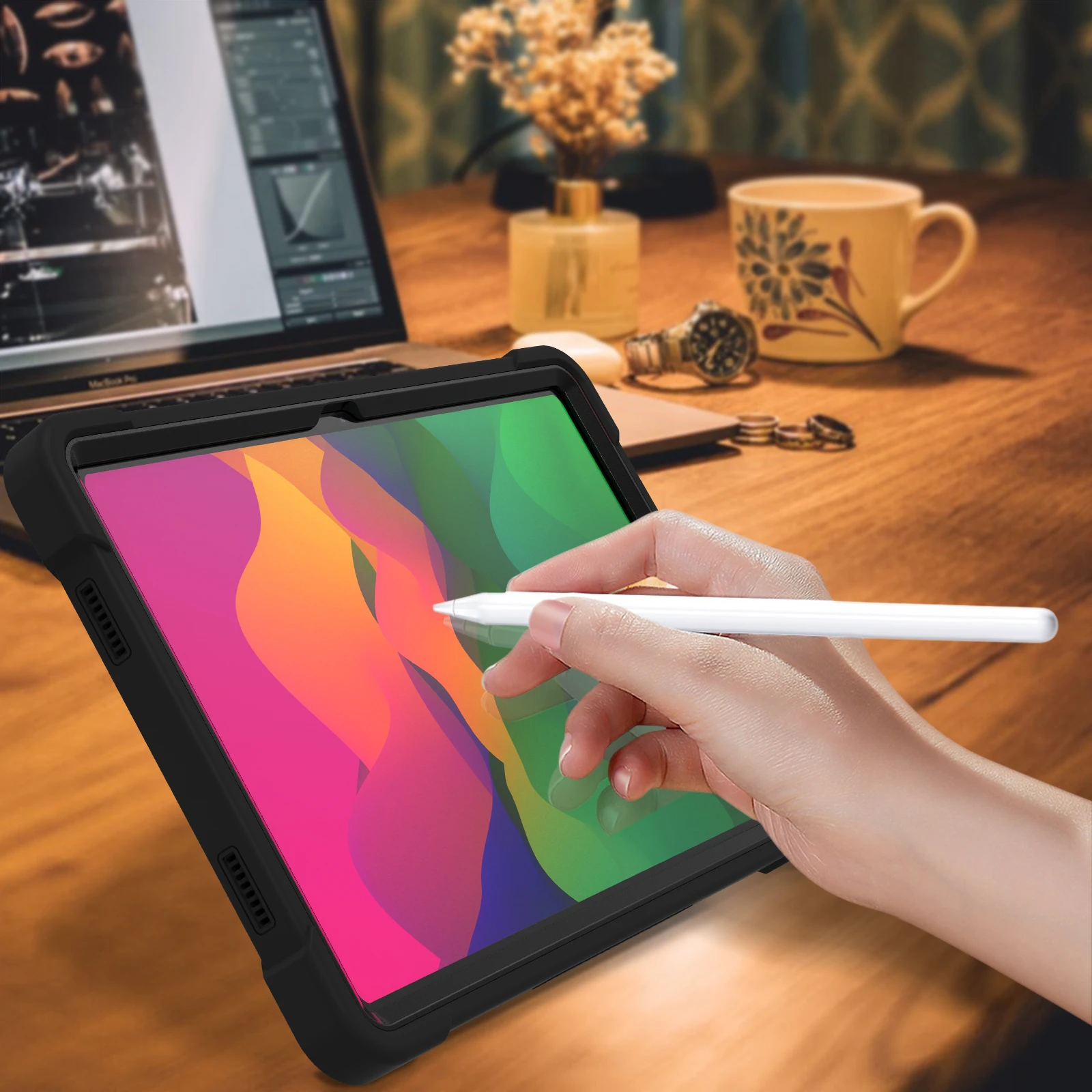 Etui ochronne z podstawką do Honor Pad X8b 2026 X8a 2024 11.0" NDL2-W09 NDL-W09, 3-warstwowa ochrona, antypoślizgowa powłoka, odporny na wstrząsy. — zdjęcie produktu 4