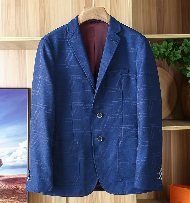 

Slim Fit Men's Casual Thin Blue Spring Autumn Single-breasted Jaet Faionable Urban Busin Casual Long Sve