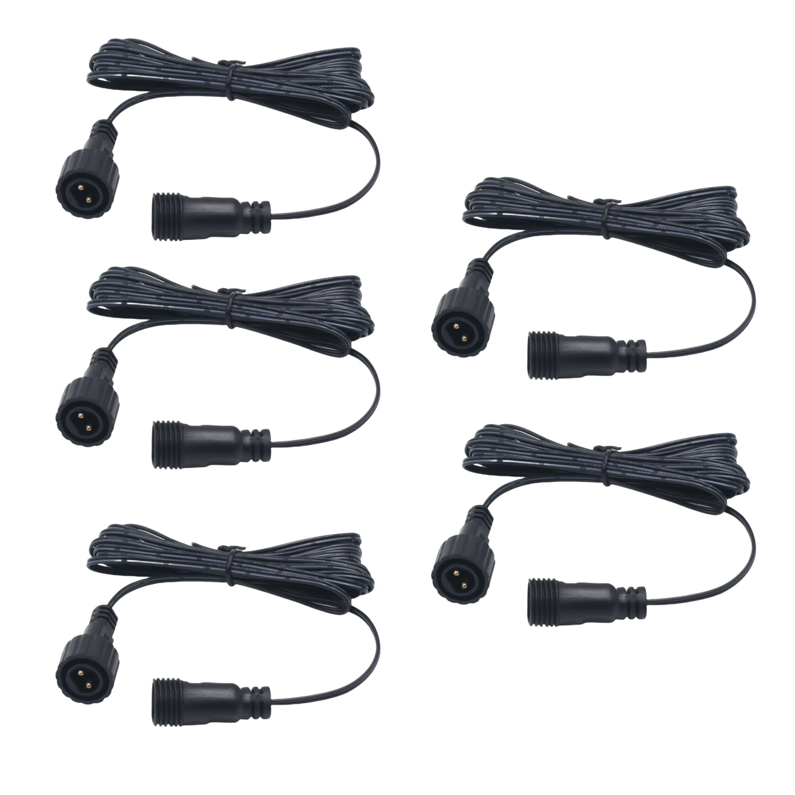 Fio conector LED macho para painel solar, cabo preto, IP67 impermeável, 1,2 m, 2Pin