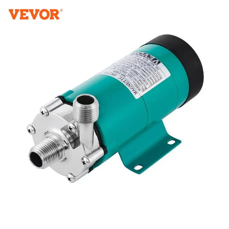 

VEVOR Magnetic Beer Pump Homebrew Brewing MP-15RP Food Grade 304 Stainless Steel High Temperature 120 ℃ 1/2" MPT for Brewery Bar