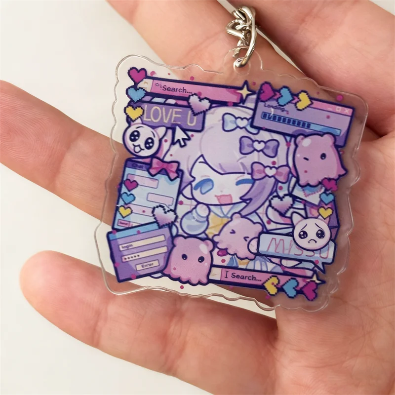 Game NEEDY GIRL OVERDOSE Ame Rain Cosplay Keychain Acrylic Ornament Key Chain Keyring Accessories Cute Prop