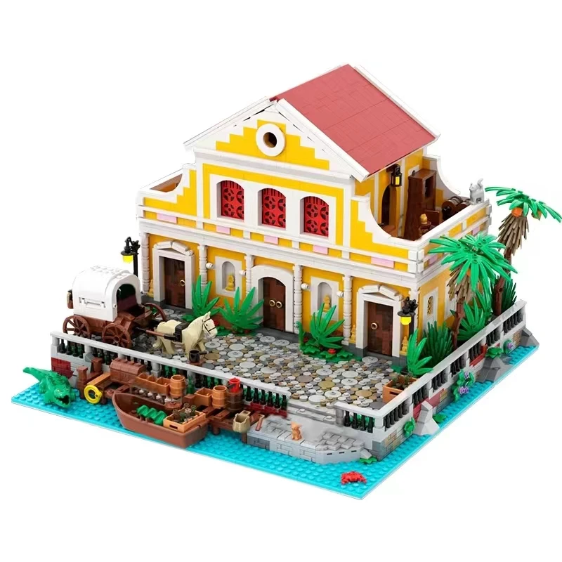 3843PCS medieval Pirate World Series #4 MOC Modularity Havana House Building DlY creative ideaschildren Toy Gift building blocks