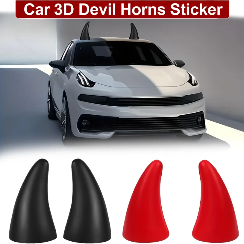 Car 3D Devil Horns Sticker Easy to Find Car in The Parking Lot Car Roof Decor Elasticity Bull Horns Bumper Decor Anti Collision