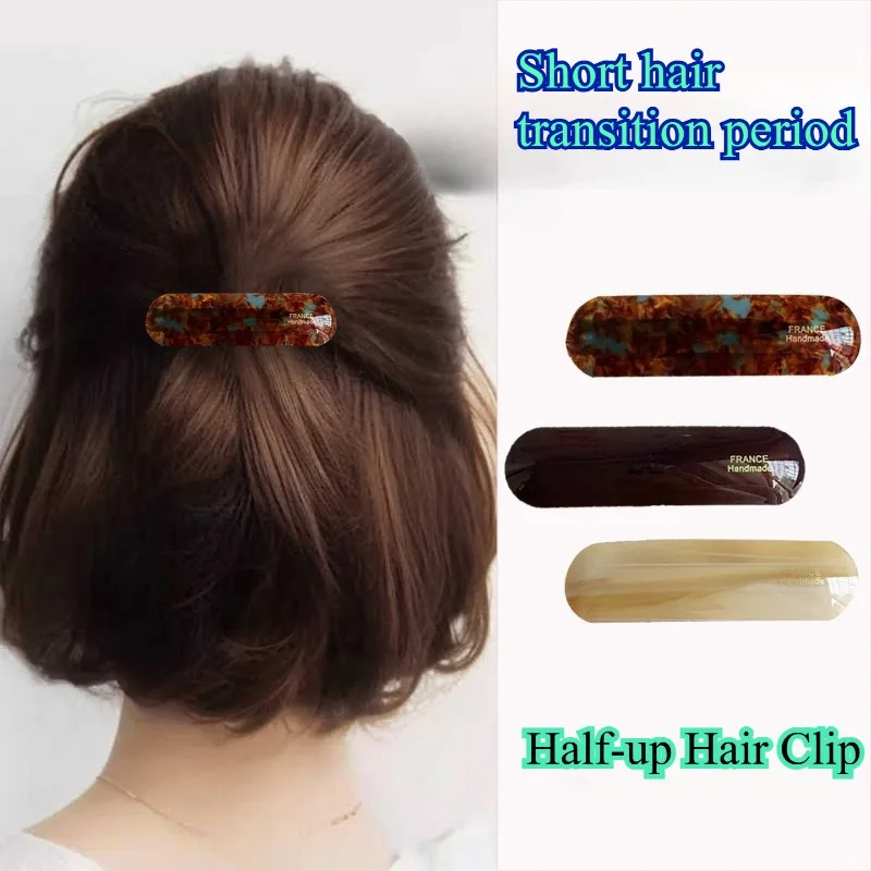 

Прямоугольная заколка для волос из ацетата в стиле ретро для женщин, прямая заколка в стиле до половины коротких волос, аксессуар для волос с фазой