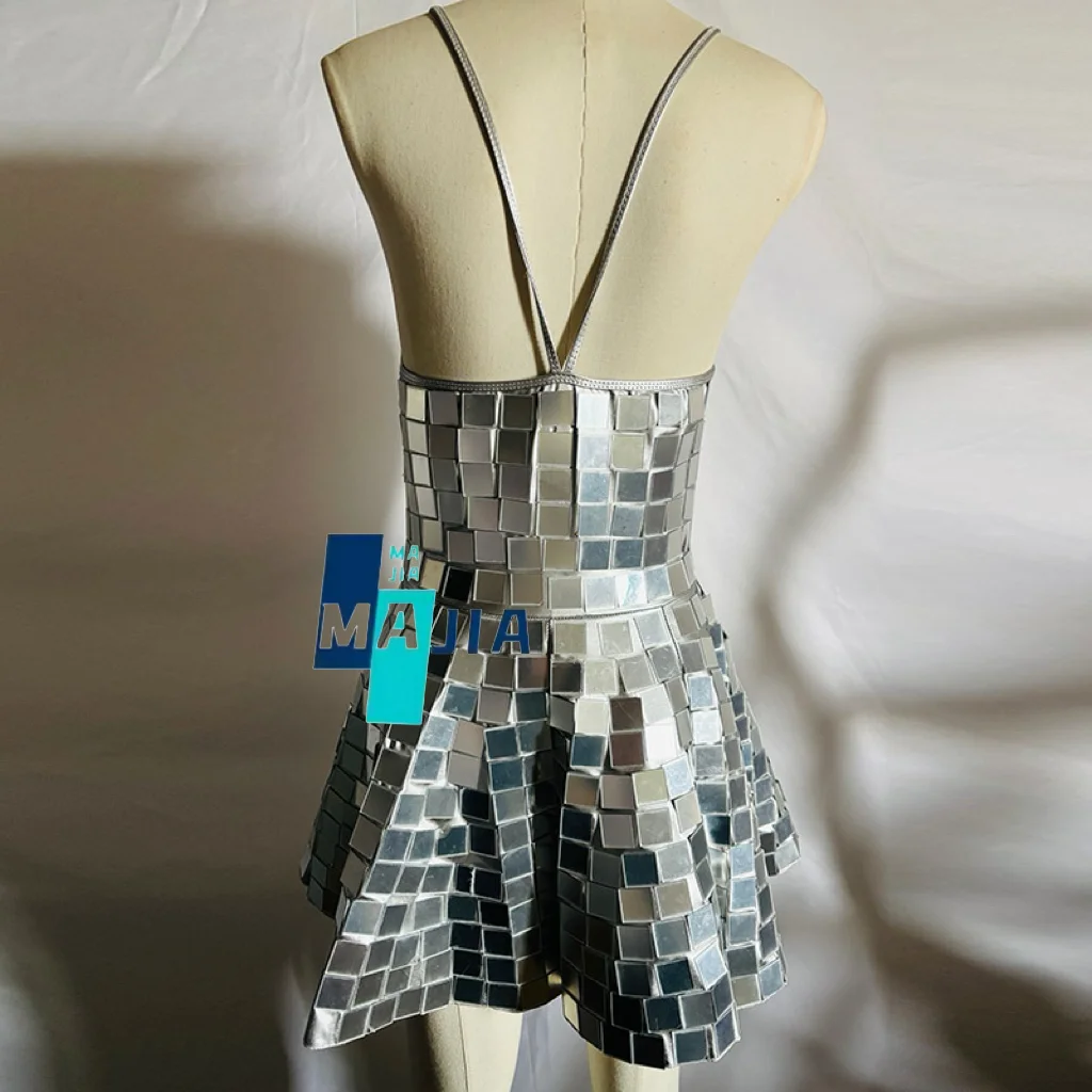 Abito a canotta sexy Abito da discoteca classico da donna con specchio per spettacoli teatrali Eventi da indossare durante le vacanze