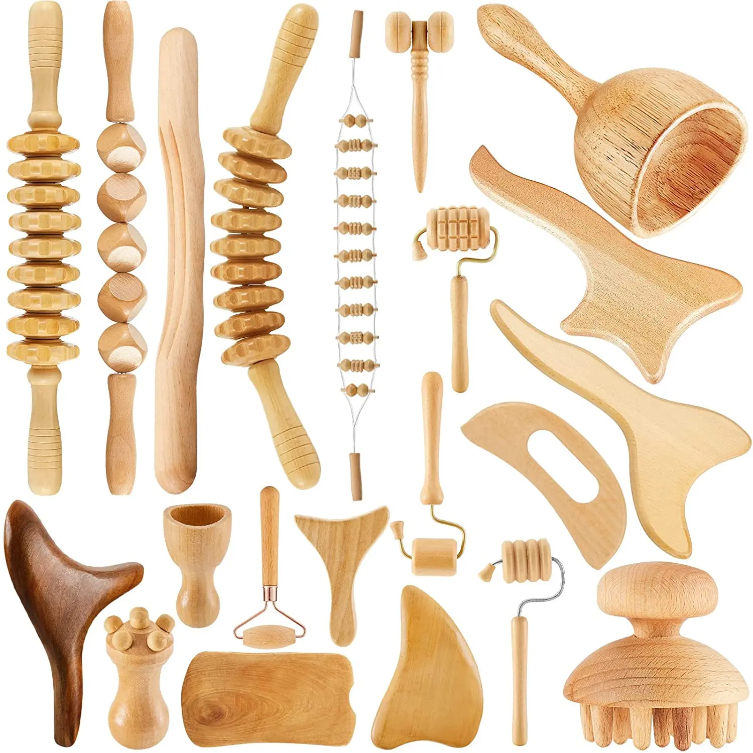 Wood Therapy Massage Tool Lymphatic Drainage Massager Anti Cellulite Fascia Massage Roller for Full Body Muscle Pain Relief