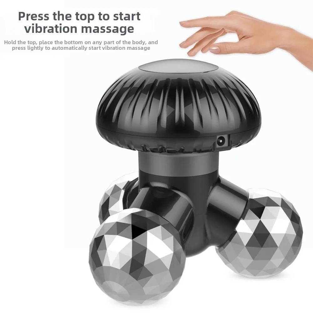 

4 in1 Mini Hand-Held Massager with 3 Kneading Massage Heads Balck Vibration Massage Relieve Muscle Tension Waist Massager