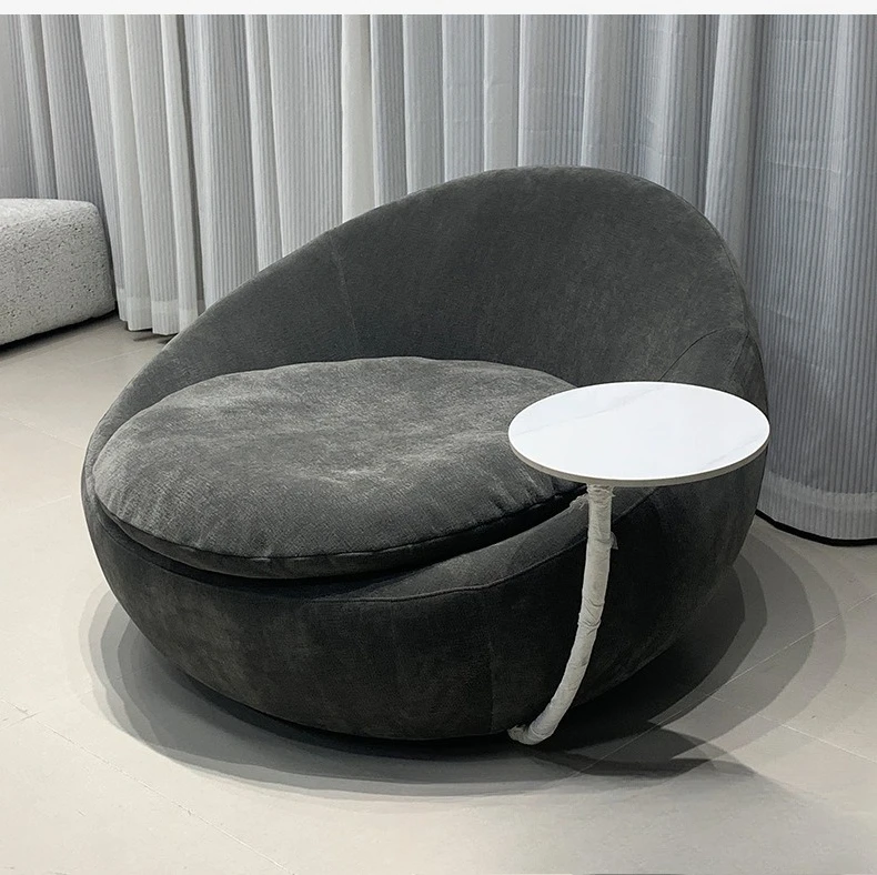 Italian simple arc rotating single chair eggshell lazy sofa dormitory study swivel chair household waterproof