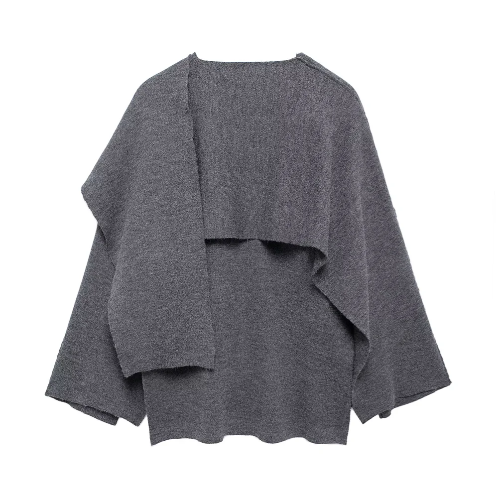 Winter New Women's Clothing Slim Fit Simple Lazy Style Scarf Cape style Round Neck Long Sleeve Short Knitted Coat Coat