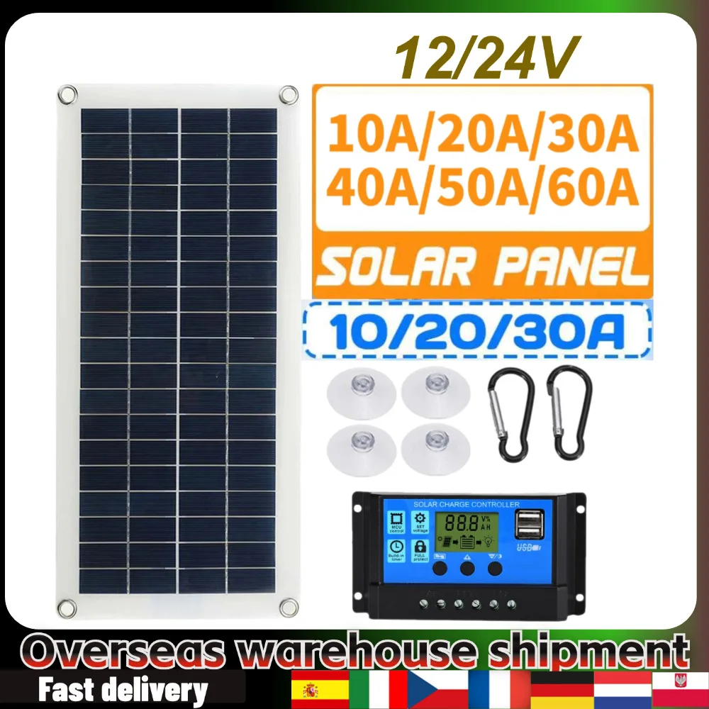 20W Solar Flexible Panel Kit 12V Switch USB Charging Interface Solar Board With 300W Controller Waterproof Solar Cells