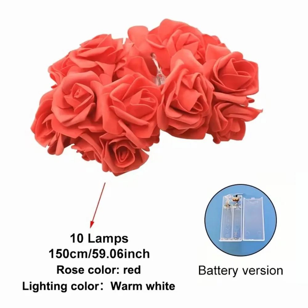 1 шт. 1,5 м10 светодиод/3 м20 светодиодный гирляндный светильник с искусственной розой, питание от батареек типа АА (исключительно), используется для украшения комнаты и Дня святого Валентина