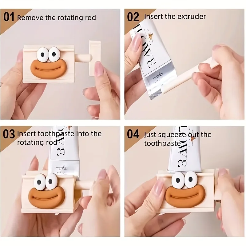 1PC Cartoon Manual Squeezers Toothpaste Home Bathroom Facial Cleanser Rolling Squeeze Clip Seat Holder Toothpaste Stand