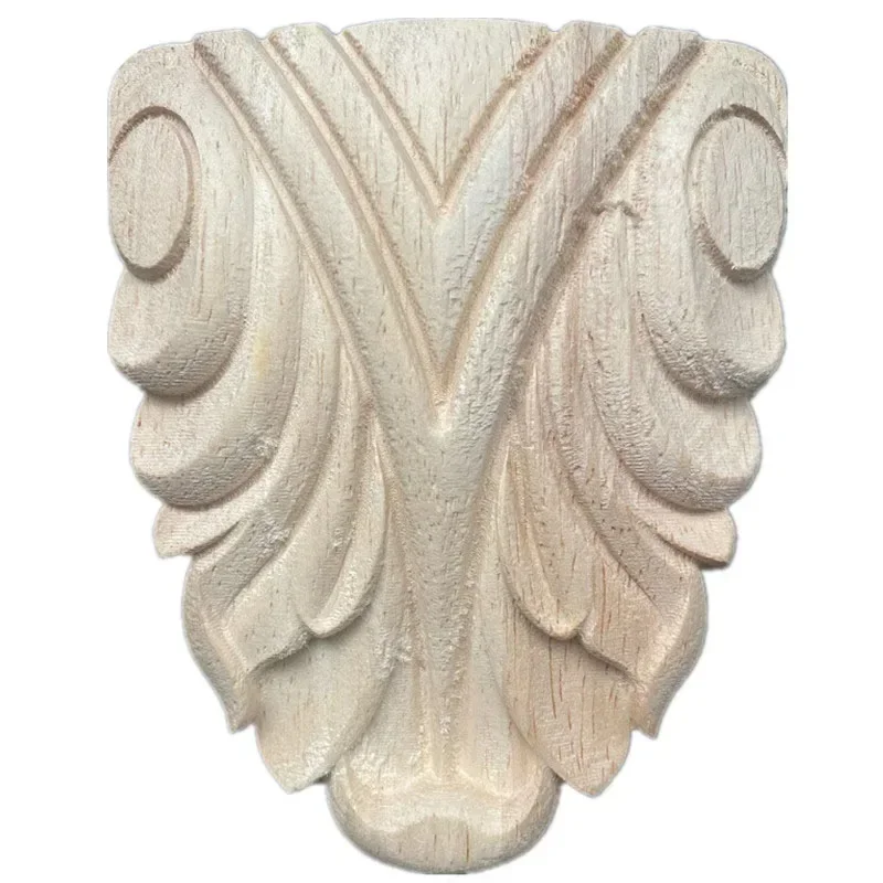 1PC Vintage Unpainted Wood Carved Decal Corner Applique Frame Furniture Wall Cabinet Door Decorative Wooden Miniature 10x8cm