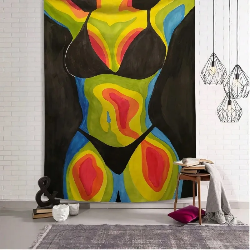 Abstract Female Body Art Tapestry Colorful Modern Wall Decor Boho Chic Living Room Bedroom Artistic Home Decoration