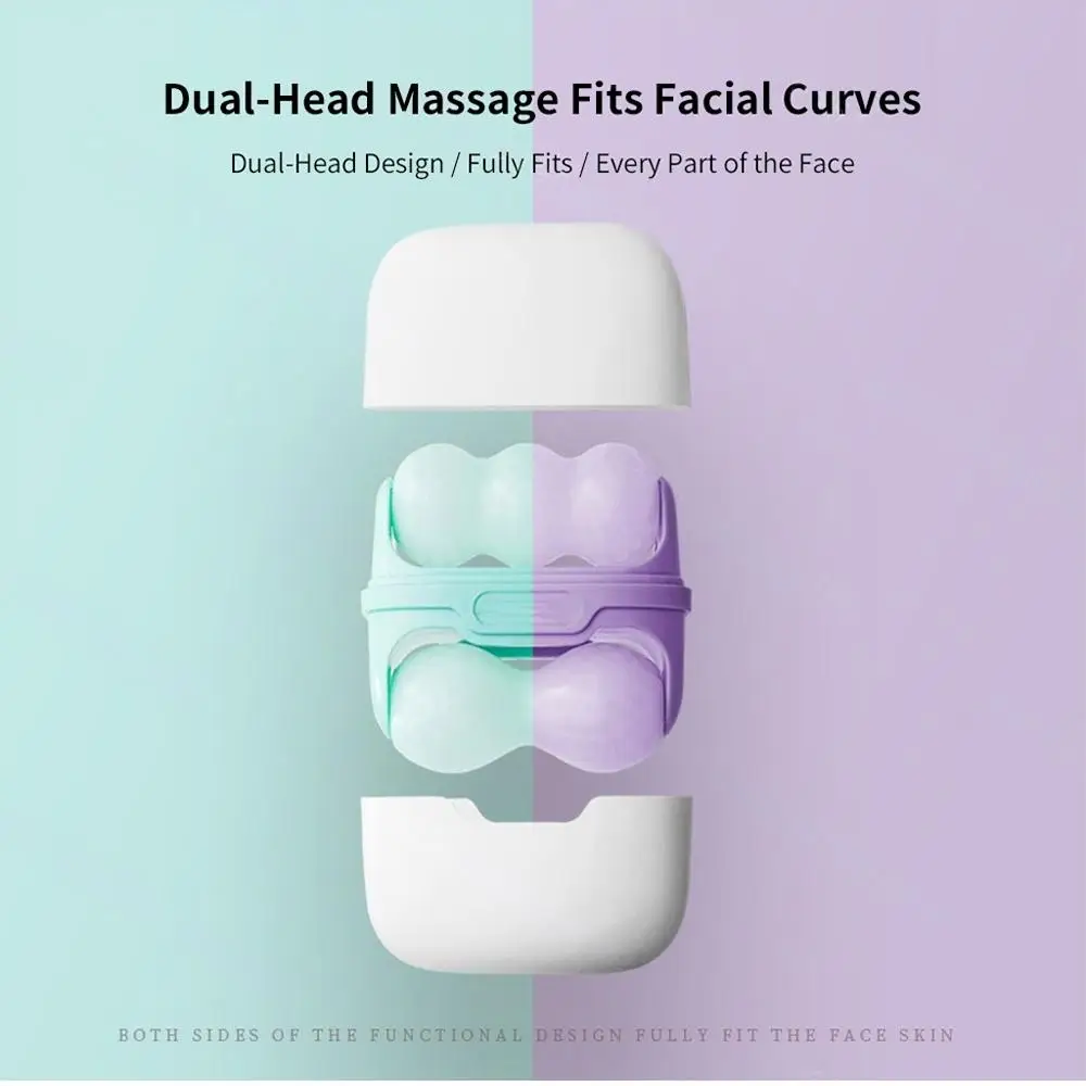 Tweekoppige ijsroller, gebruikt voor gezichts- en hoofdmassage, gemaakt van harsmateriaal, niet-elektrisch huidverzorgingshulpmiddel