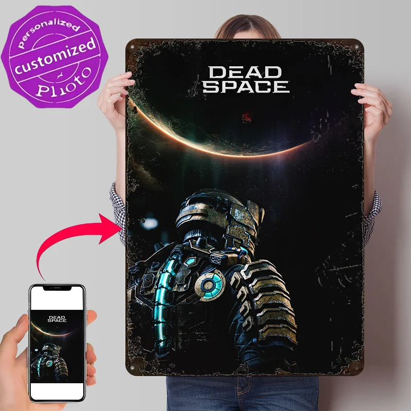 Dead Space Isaac Clarke in Space 3D Texture Metal Poster Customized Wall Art Tin Sign Gift for Mancave Gaming Room Decoration