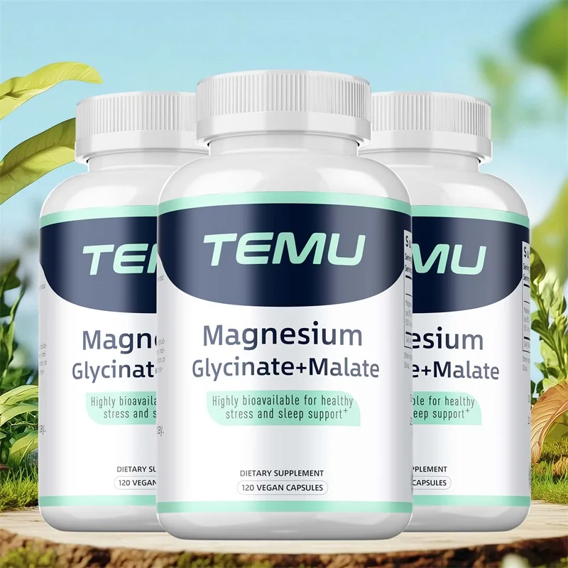 Magnesium Glycinate + Malate - Supports Heart Health and Muscle Function, Improves Energy, Mood