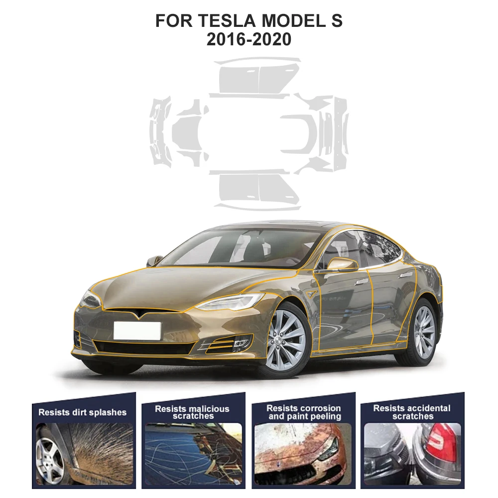

8.5MIL TPU Glossy Matte Car Paint Protection Film for Tesla Model S 2016 2017 2018 2019 2020 Pre-Cut Clear Bra PPF Decal Kit