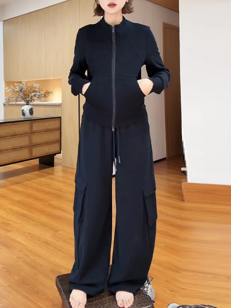 

Комплект женской модной одежды Осень 2026: повседневный приталенный жакет с воротником-стойкой и брюки в рабочем стиле, костюм-двойка с омолаживающим дизайном