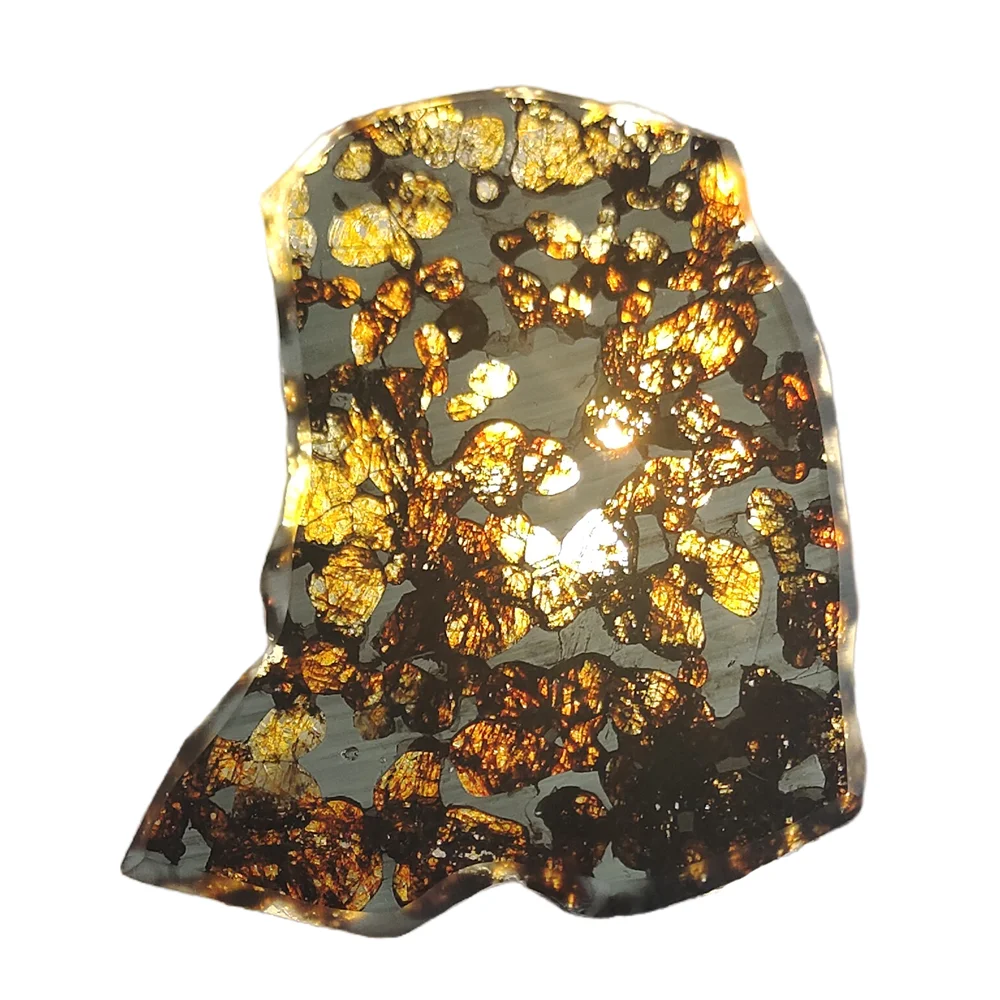 

36g Seymchan Pallasite Natural Meteorite Material Sliced Olive Meteorite Slices Specimen Collection - QA325