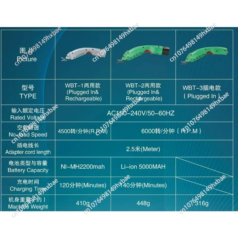 WBT-2 electric scissors cloth cutting electric scissors trimming fabric leather glass fiber lithium battery upgrade