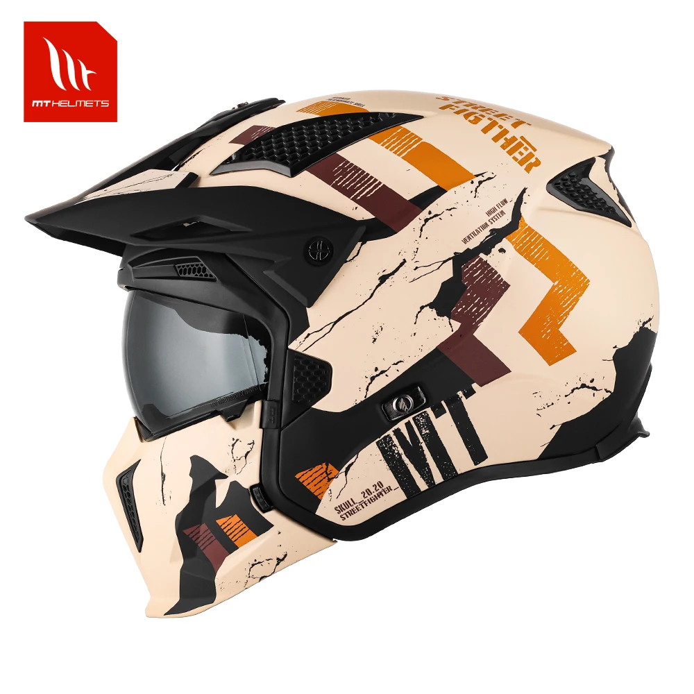 MT Helmet Motorcycle Full Helmet Men Women Summer Locomotive Four Seasons Rally Demolition Combination Helmets Retro