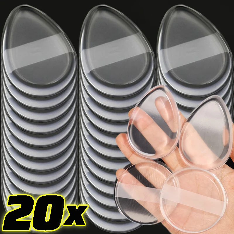 1/20PCS Makeup Powder Puff Silicone Non Stick Soft Transparent Round Teardrop Shape Cosmetic Power Sponge Puff Smooth Blending