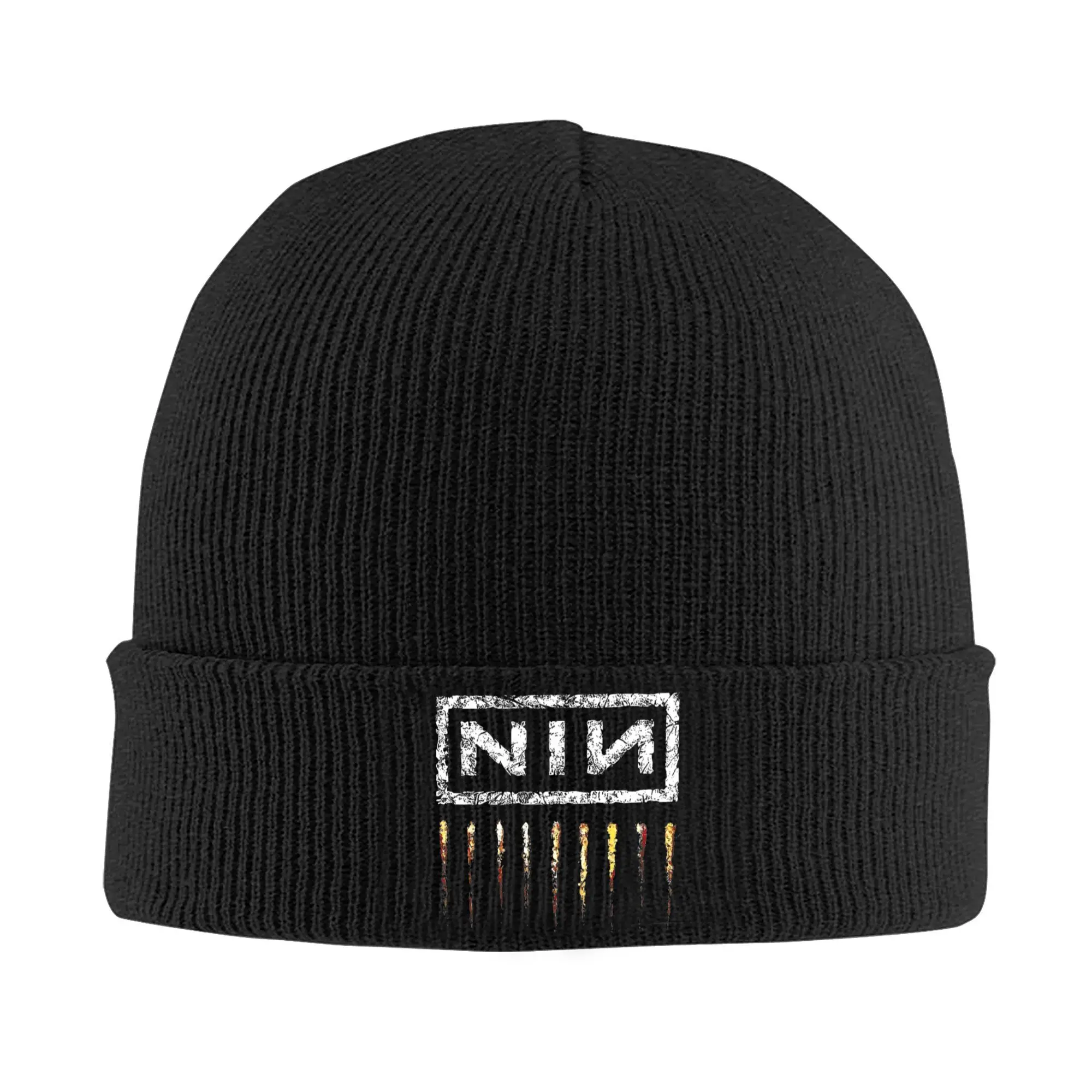 NIN Rock Band Nine Inch Nails Merch Winter Warm Rib Knit Cuffed Beanie For Men Women Knitted Caps Reptile Album Beanies Skullies