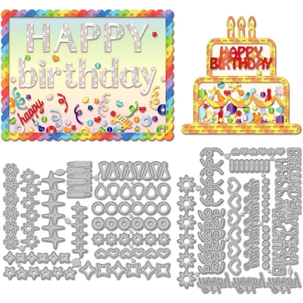 

Шейкер с блестками на день рождения, звезды, вырубные штампы для изготовления карт, металлические высечки с днем рождения, шаблоны для журнала